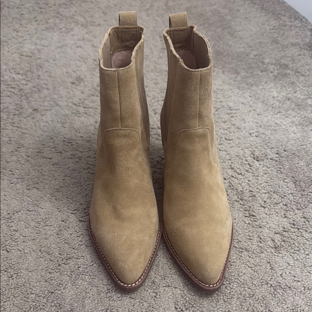 J. Crew Tan Ankle Boots Classic Chelsea Style (Used).